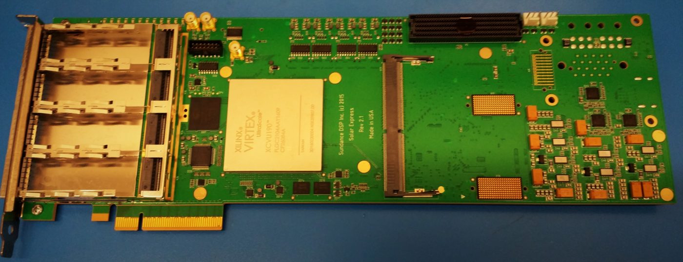 Solar Express 100, Xilinx Virtex Ultrascale, XCVU190-2FLGC2104E, FPGA based PCIe board Solar Express 100, Xilinx Virtex Ultrascale, XCVU190-2FLGC2104E, FPGA based PCIe board